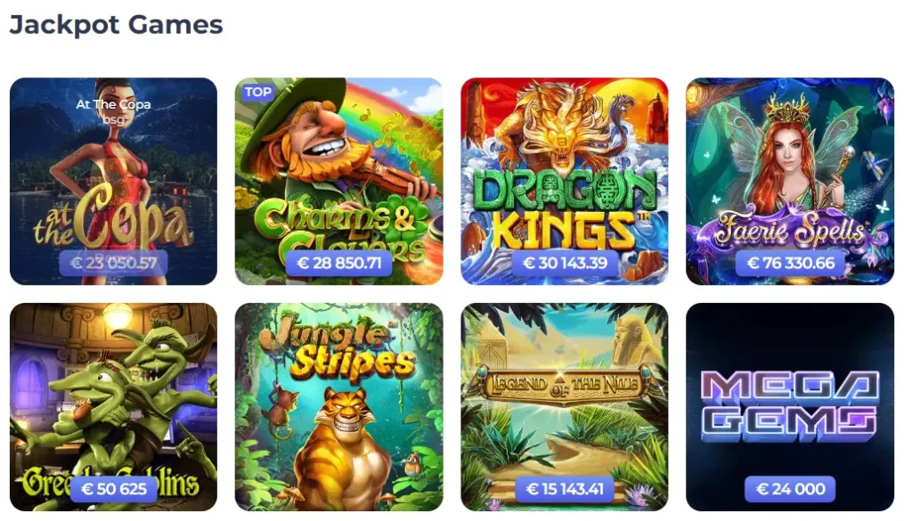 Jackpot slots grid at Luckystart to play for big wins.