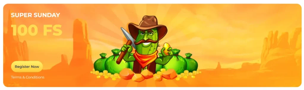 Super Sunday 100 FS bonus at Luckystart Casino to claim weekly free spins.