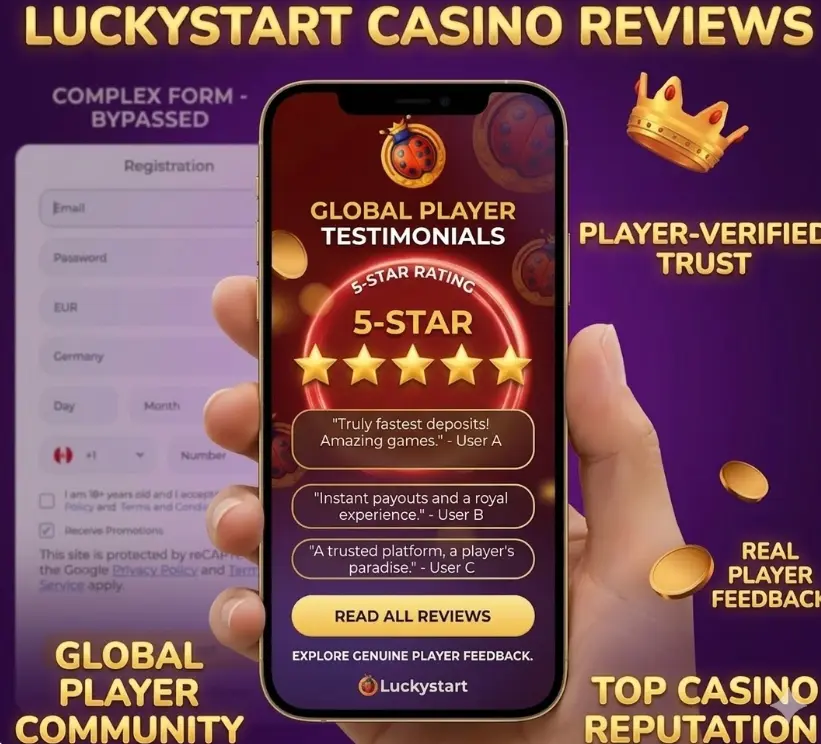 5-star player reviews at Luckystart Casino to show real player trust.